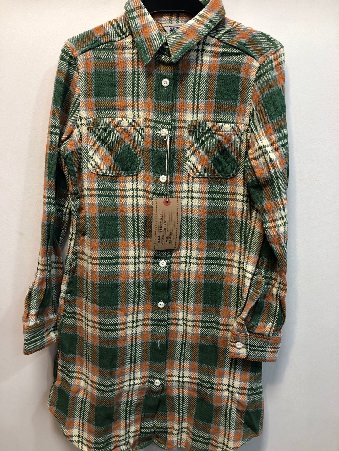 ◆未使用　FIVE BROTHER　ファイブブラザー　チェック柄ネルシャツ　サイズS　グリーン系　保管品◆21345★