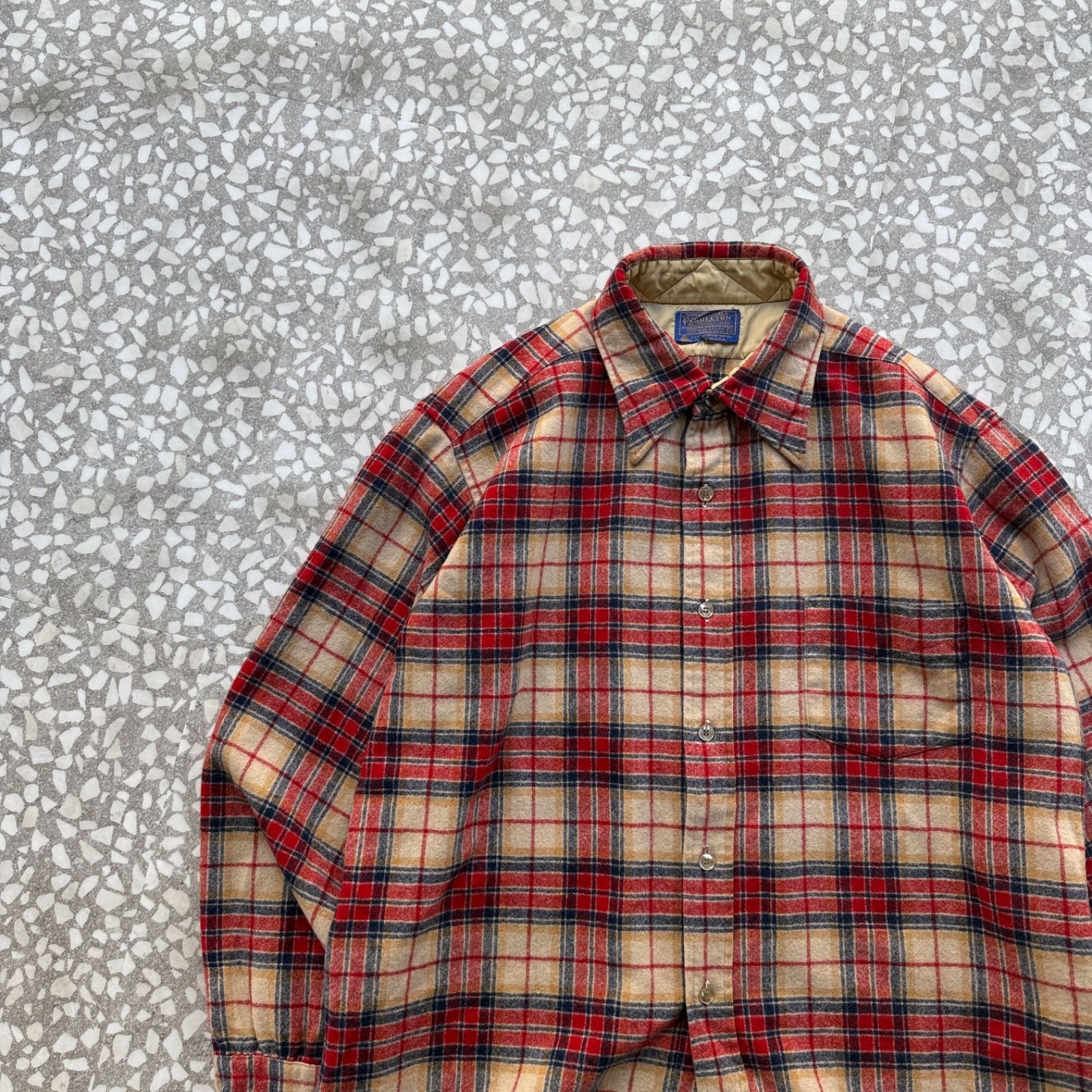 PENDLETON / 70's Wool ls shirt sizeXL ペンドルトン　ウールシャツ　クリームカラー　希少XLサイズ　ボードシャツ　アメカジ　ネルシャツ　vintage ビンテージ
