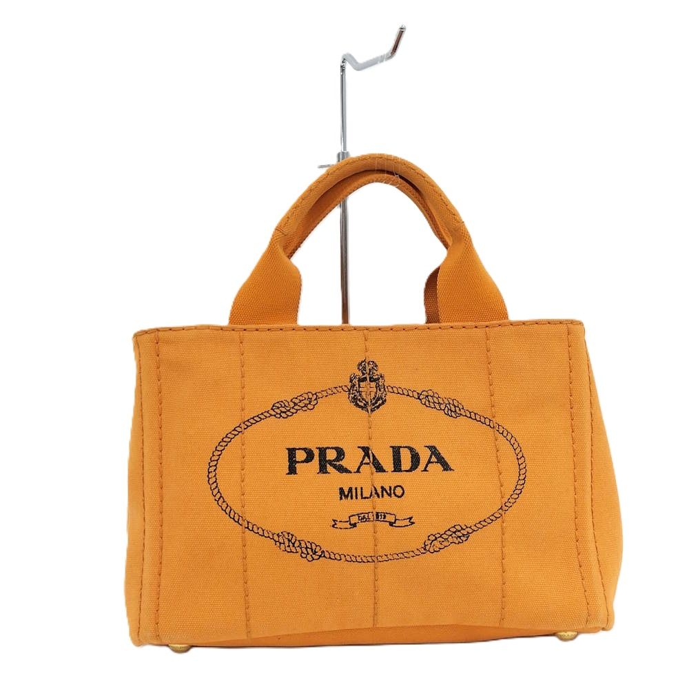 PRADA カナパ ハンドバッグ キャンバス オレンジ BN2439