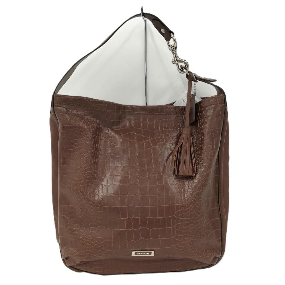 COACH ワンショルダーバッグ レザー クロコ型押し ブラウン F26122