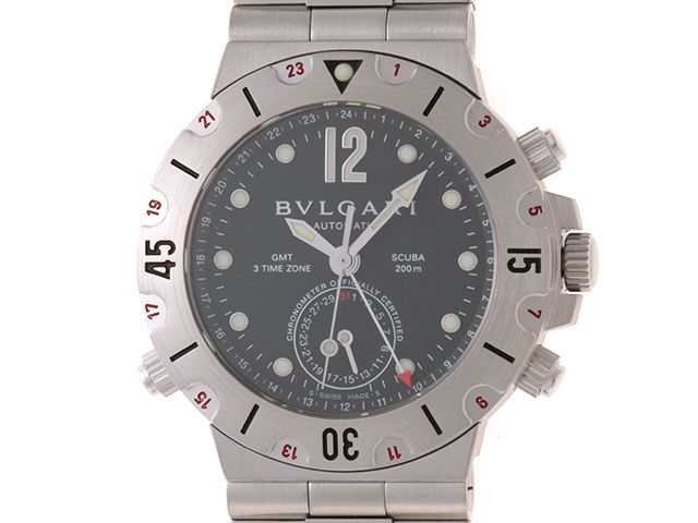 BVLGARI ブルガリ ディアゴノGMT SD38SGMT 腕時計 ステンレススチール ブラック メンズ 自動巻き 2148103992919 【200】【中古】
