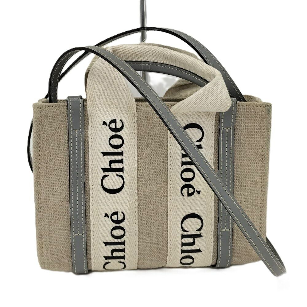 Chloe トートバッグ ミニ ベージュ グレー キャンバス