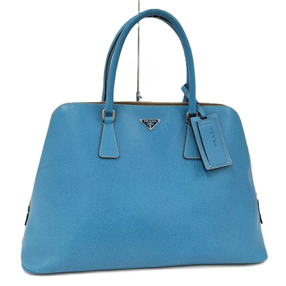 PRADA ハンドバッグ 三角ロゴプレート レザー ブルー