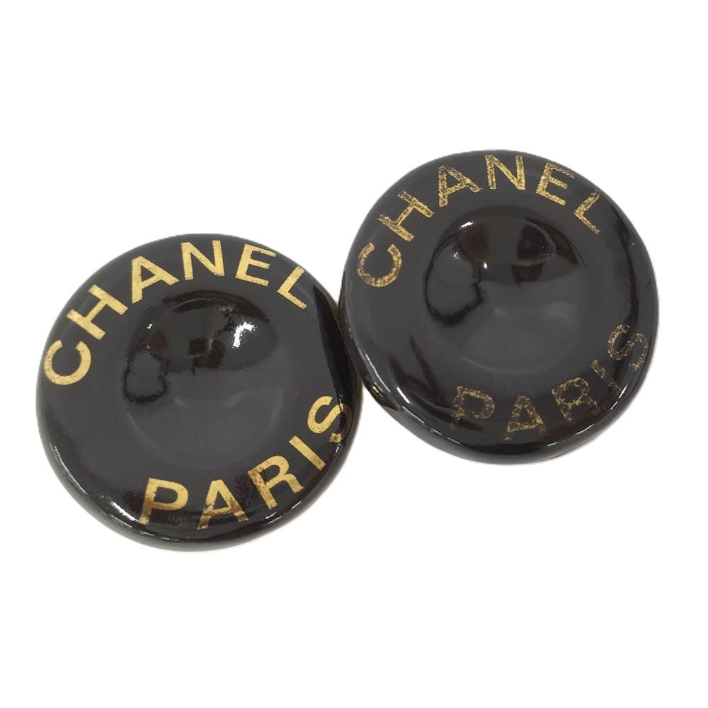 CHANEL イヤリング メッキ ブラック×ゴールド 97P