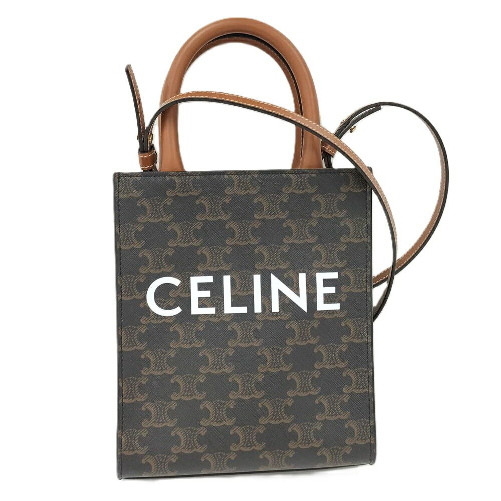 CELINE バーティカルカバ ミニ 2WAYショルダーバッグ トリオンフ レザー ブラウン 194372