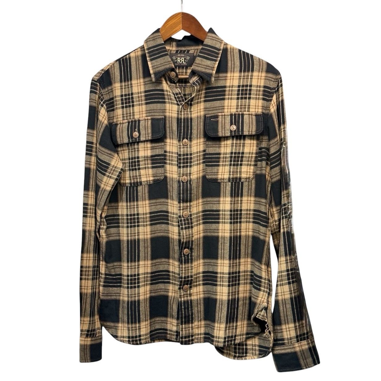 RRL ダブルアールエル 26SS GREYSON WS LONG SLEEVE SPORT SHIRT コットンリネンチェックシャツ S ブラウン 15394
