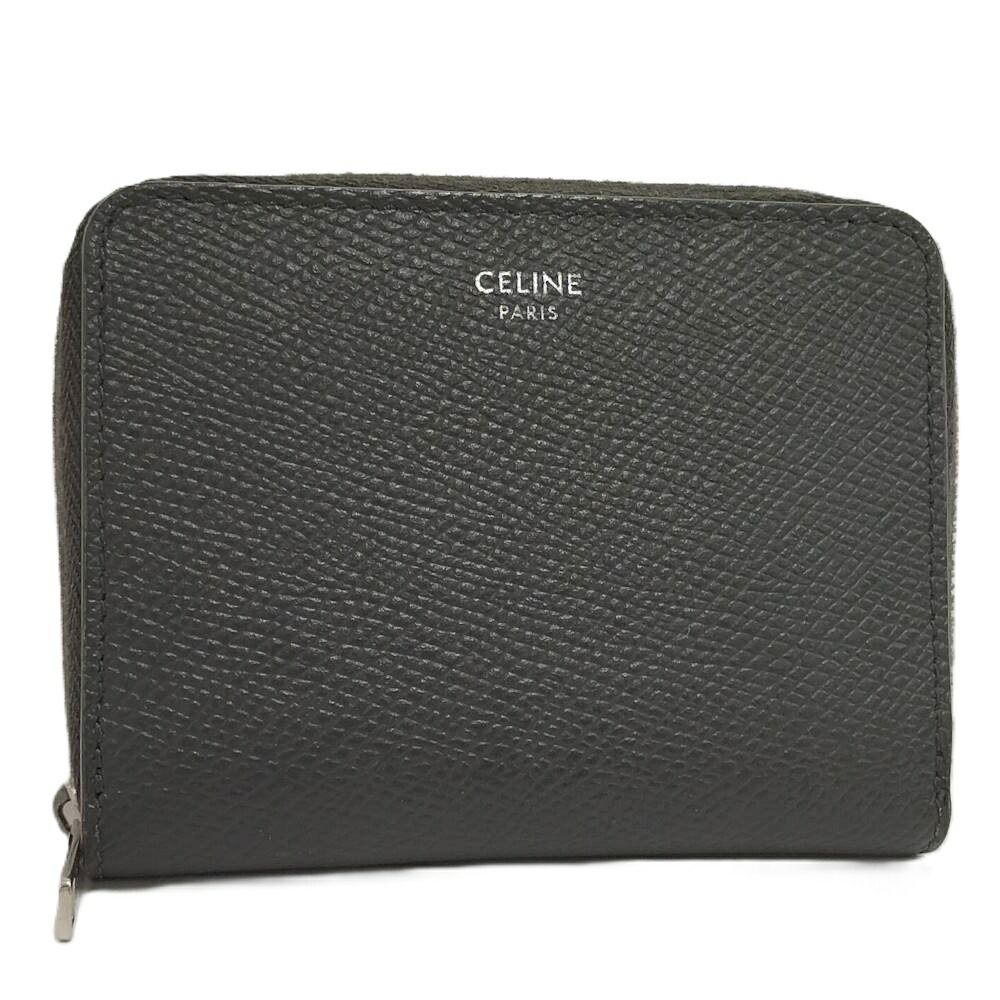 CELINE スモールジップウォレット コンパクトウォレット レザー ダークグレー