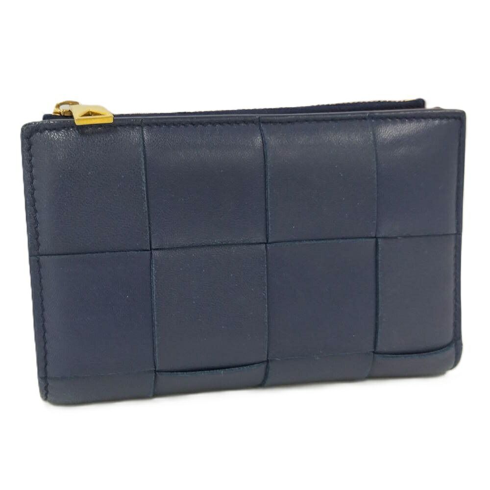 BOTTEGA VENETA 財布 カセット スモール マキシ イントレチャート レザー ネイビー