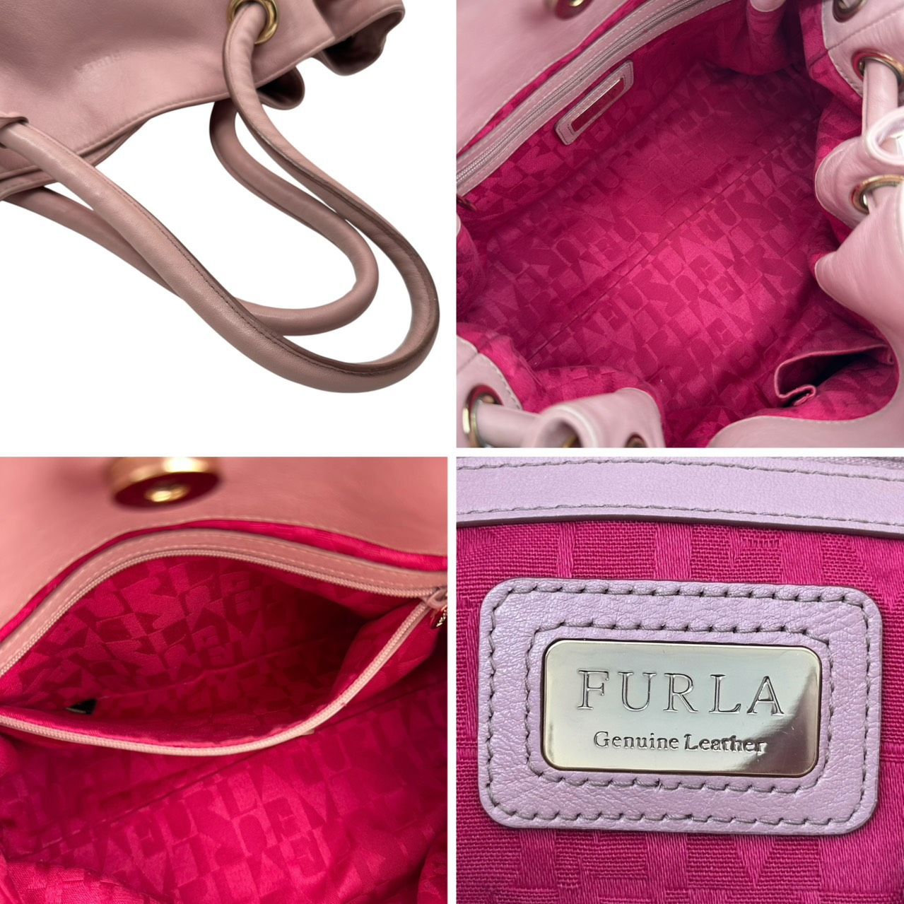 B5291】 FURLA フルラ ショルダーバッグ CARMEN ピンク レザー ロゴ 