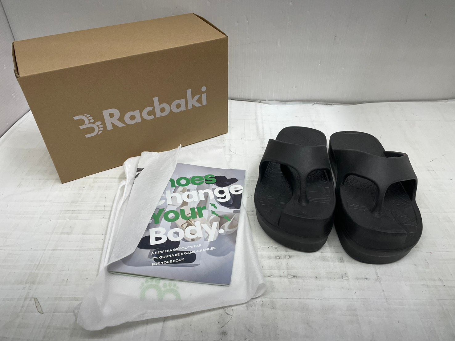 送料無料h14244 Racbaki ラクバキ イージーサンダル M 23.5cm-24.0cm ブラック レディース ファッション