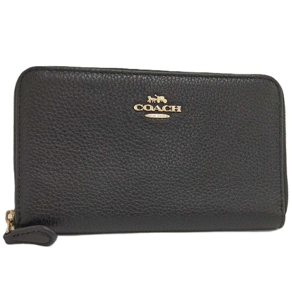 COACH ミディアムID ジップウォレット 長財布 レザー ブラック C4124