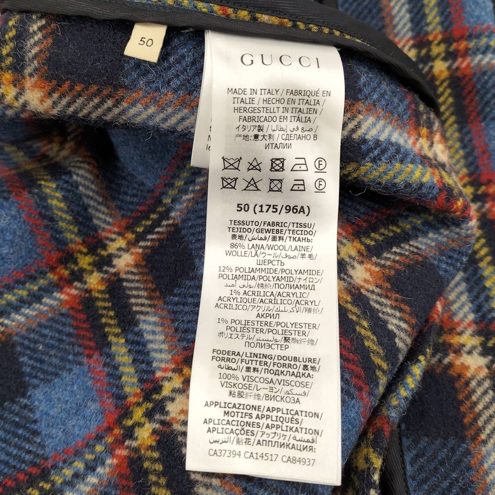 GUCCI ウールジップアップジャケット タイガーワッペン ブルー系 648799