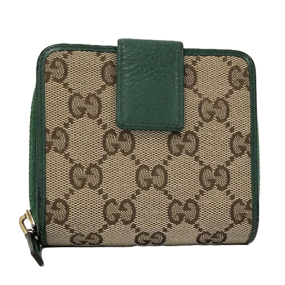 GUCCI 二つ折り財布 GGキャンバス グリーン 346056