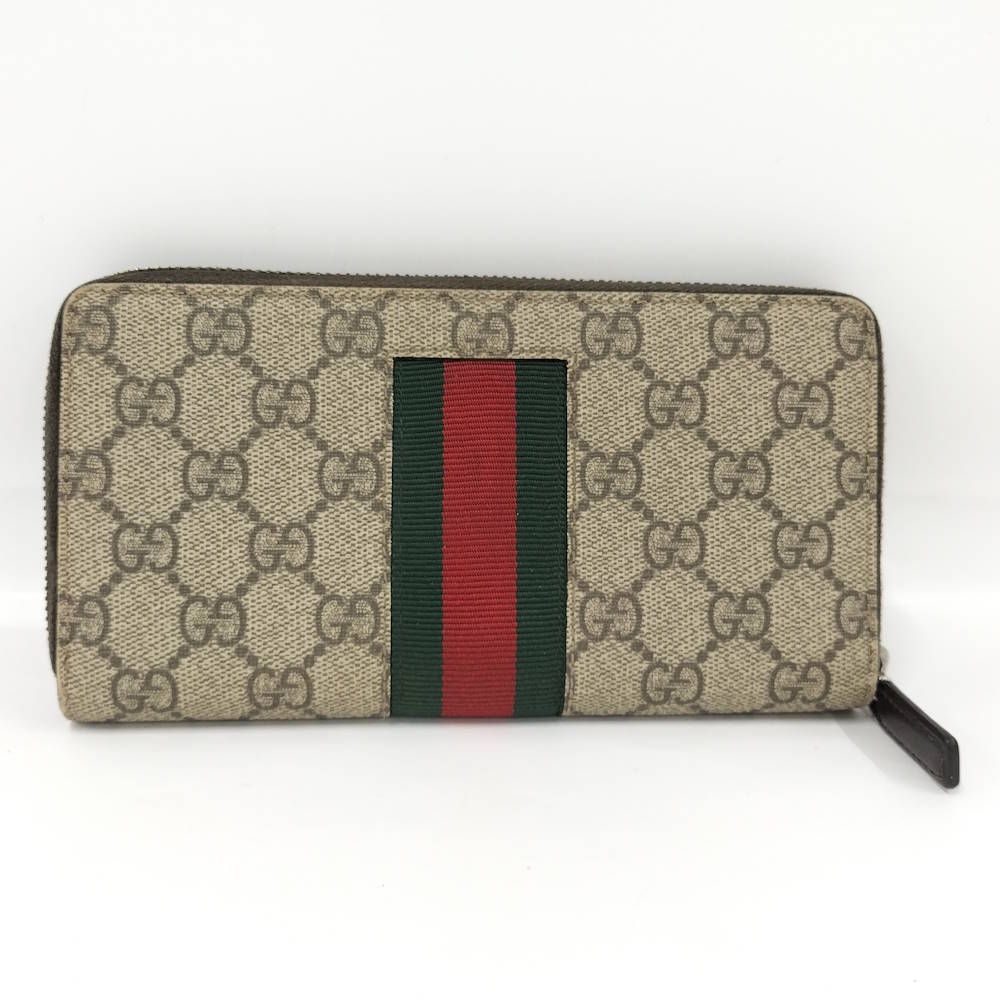 011 美品 GUCCI 長財布 ラウンドファスナー PVC シェリーライン t 美品 