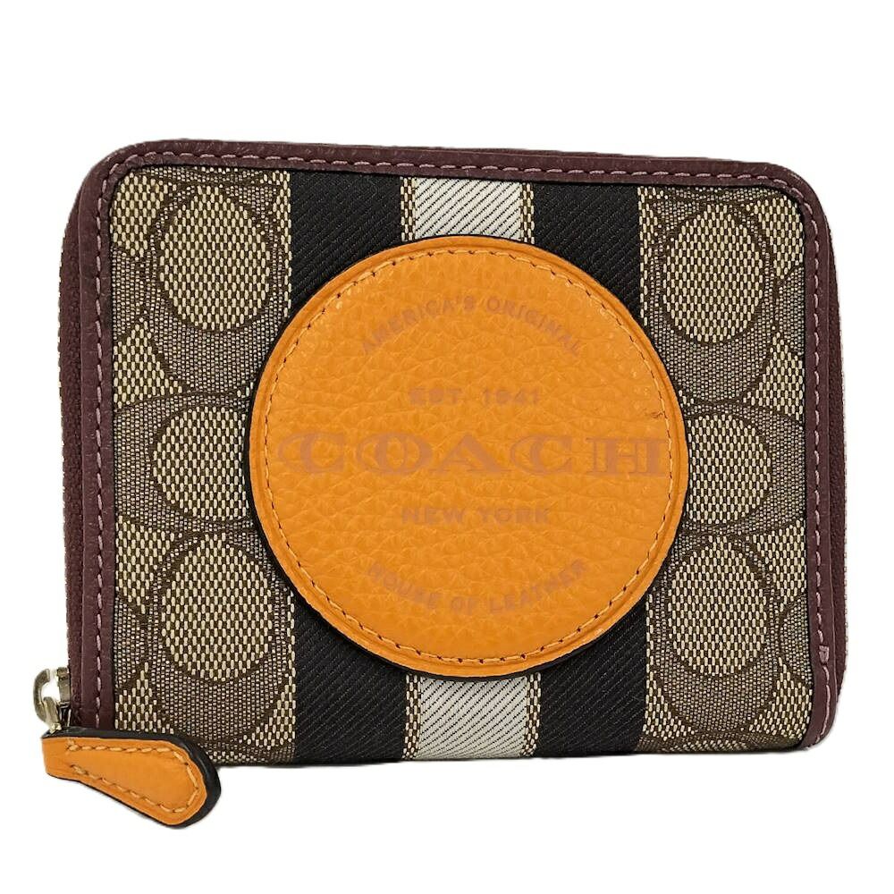 COACH シグネチャー ラウンドファスナー財布 レザー キャンバス 2637