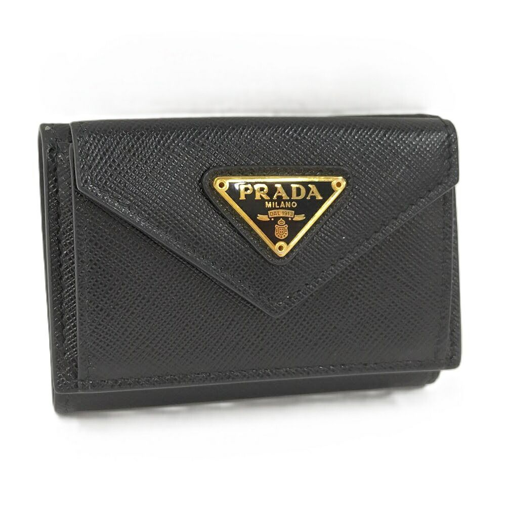 PRADA コンパクトウォレット サフィアーノ レザー ブラック