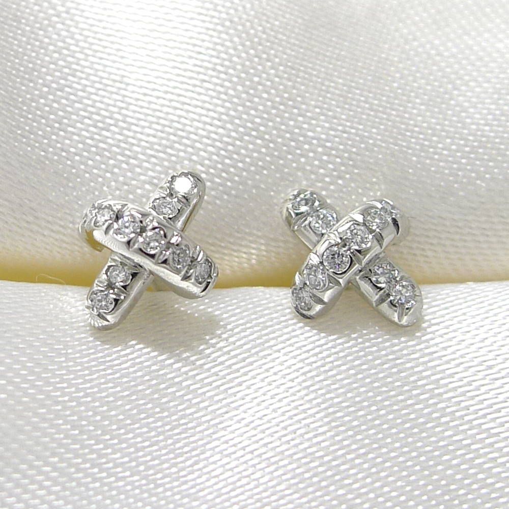 Tiffany＆Co. ピアス クロスステッチ Pt950 プラチナ ダイヤモンド 約2.4g