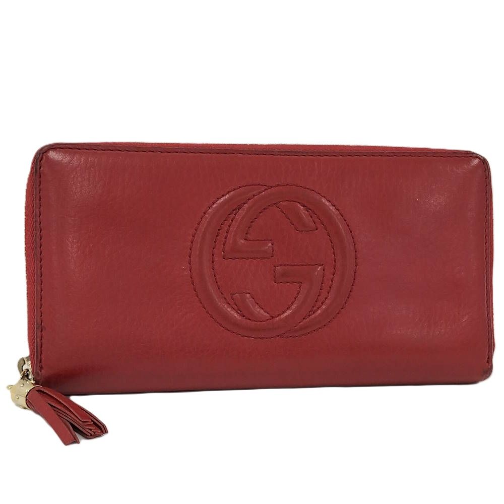 GUCCI ラウンドファスナー長財布 インターロッキングG ソーホー レザー レッド 308004
