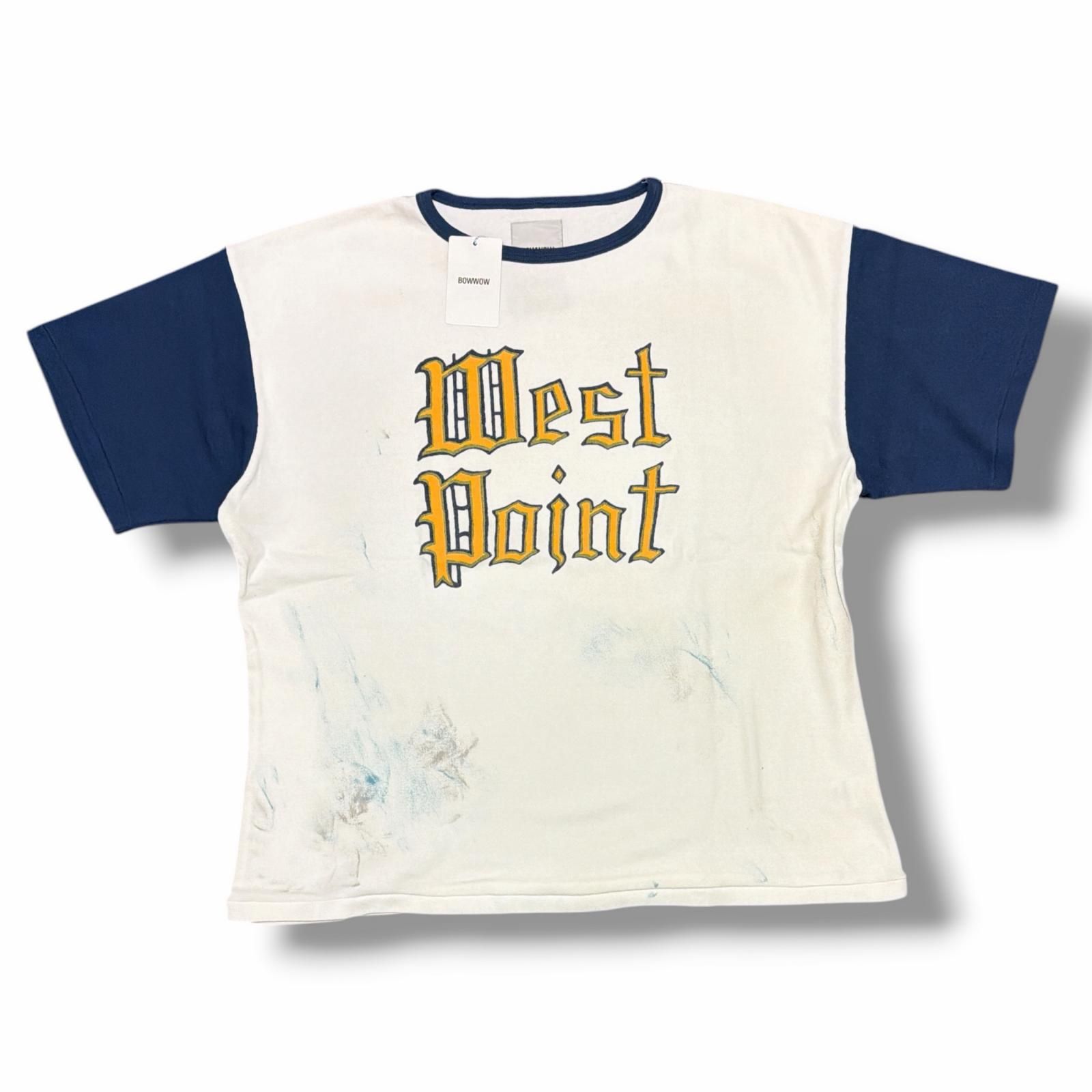 参考上代16500円 未使用 BOWWOW WEST POINT LOGO RIBBED SS CS ウェストポイントロゴTシャツ カットソー バウワウ BW251-WLRCA ホワイト XL （15067M）