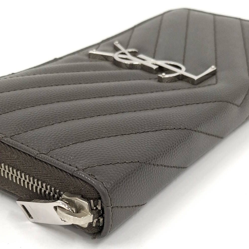 SAINT LAURENT ラウンドファスナー長財布 レザー グレー 358094 - メルカリ