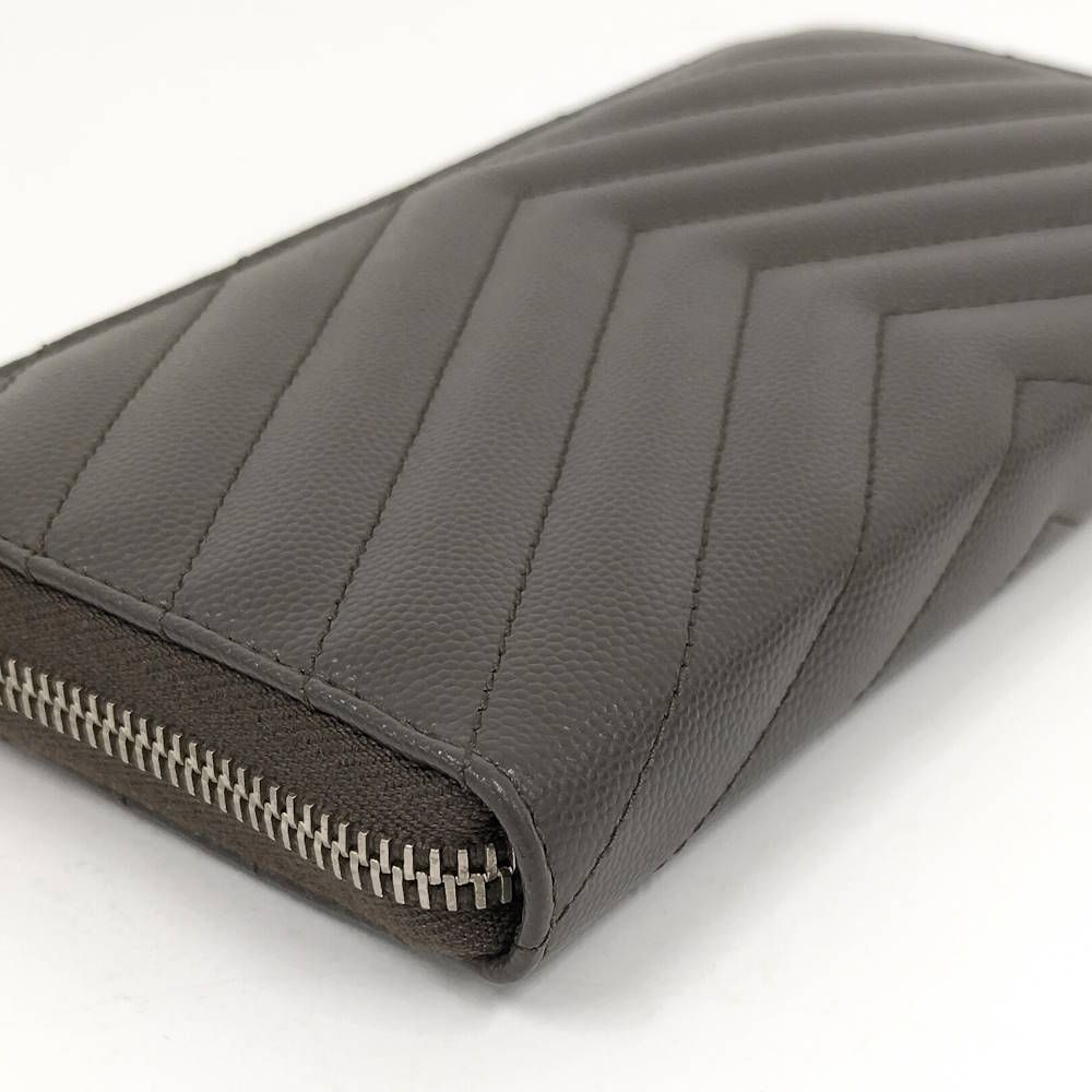 SAINT LAURENT ラウンドファスナー長財布 レザー グレー 358094 - メルカリ