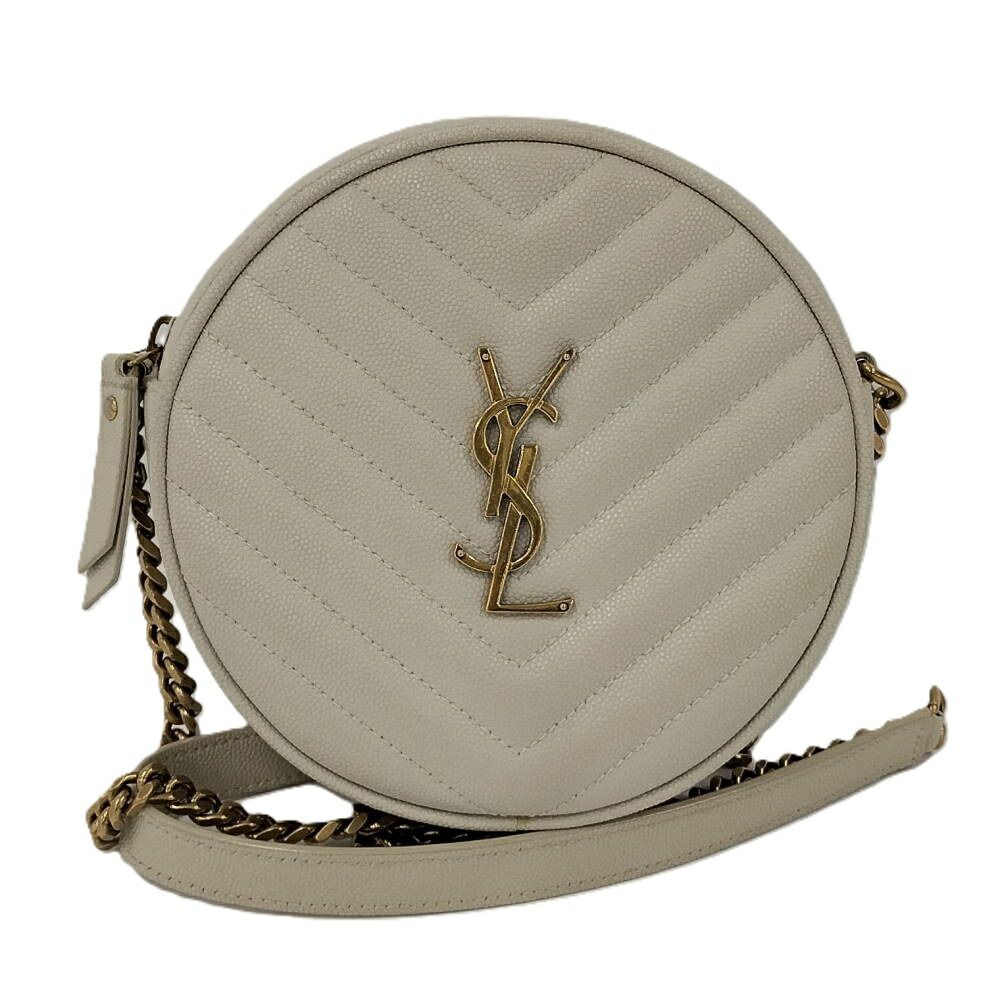 YvesSaintLaurent ショルダーバッグ チェーン アイボリー レザー