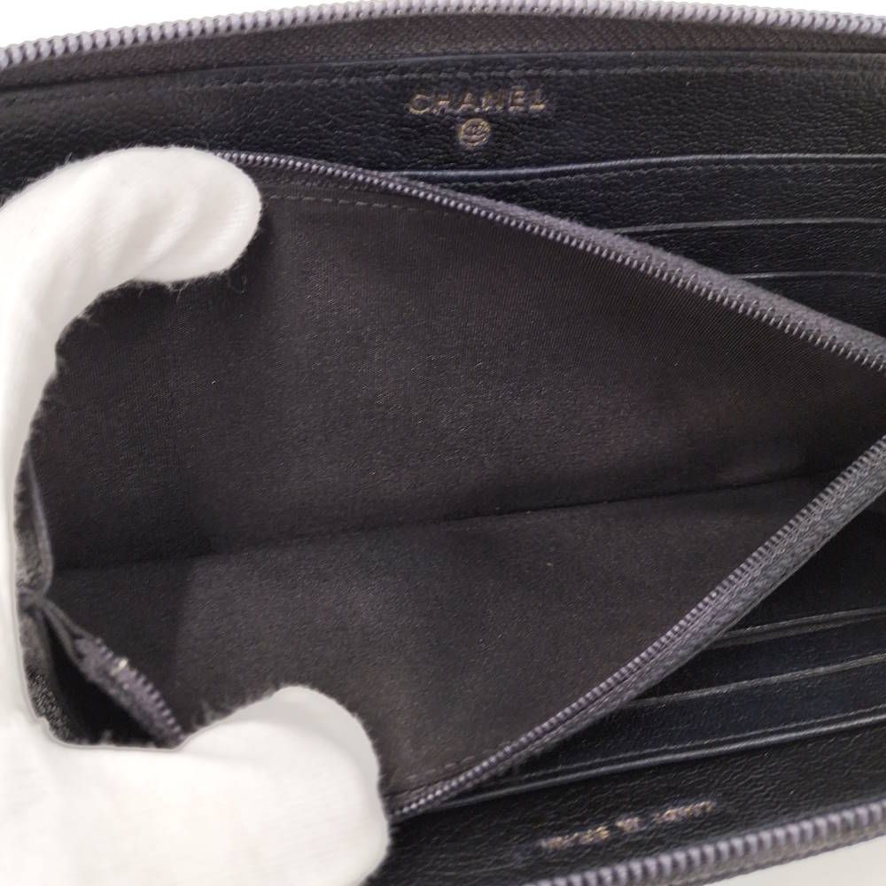 CHANEL ラウンドファスナー長財布 ココマーク レザー ブラック