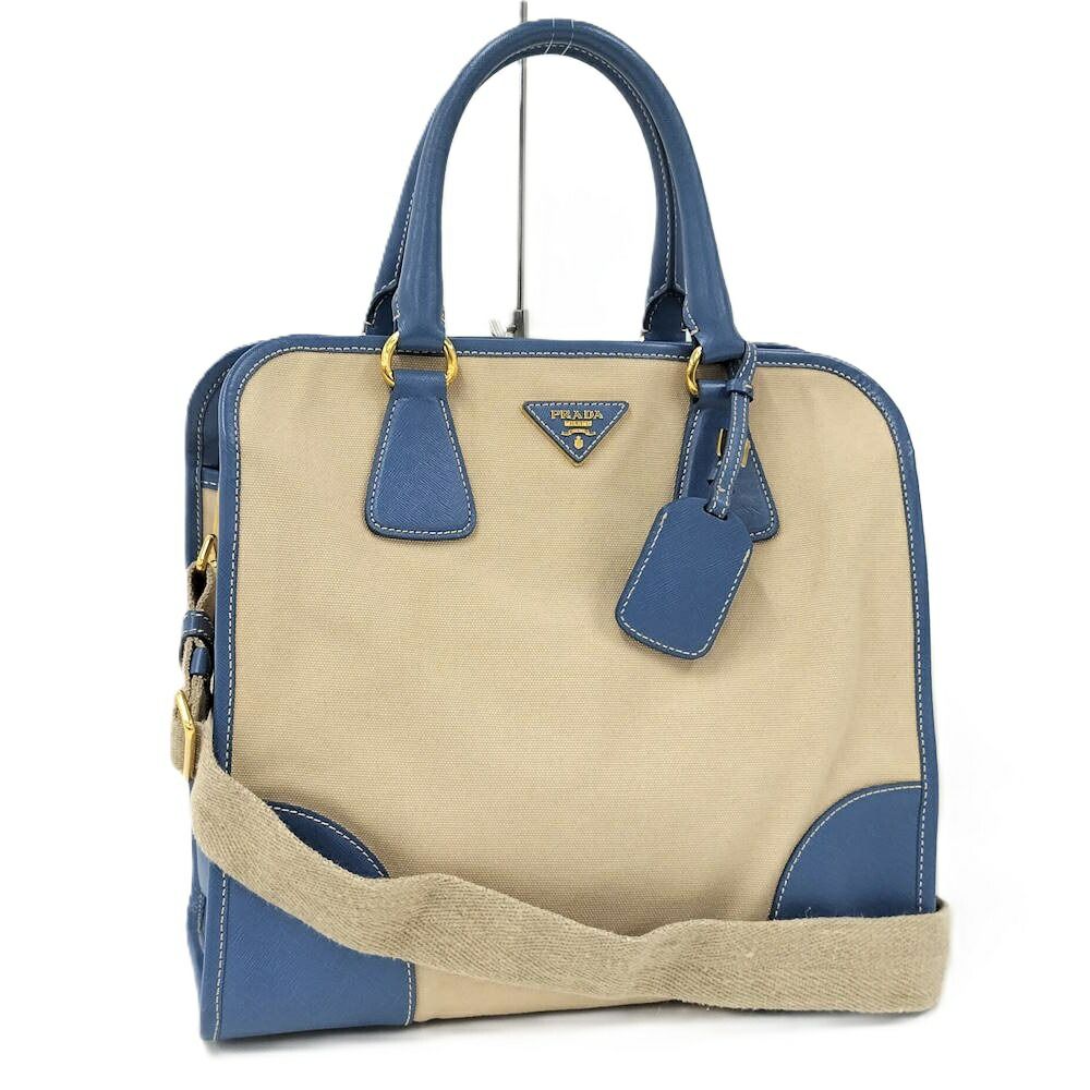 PRADA ハンドバッグ キャンバス ブルー BN2254