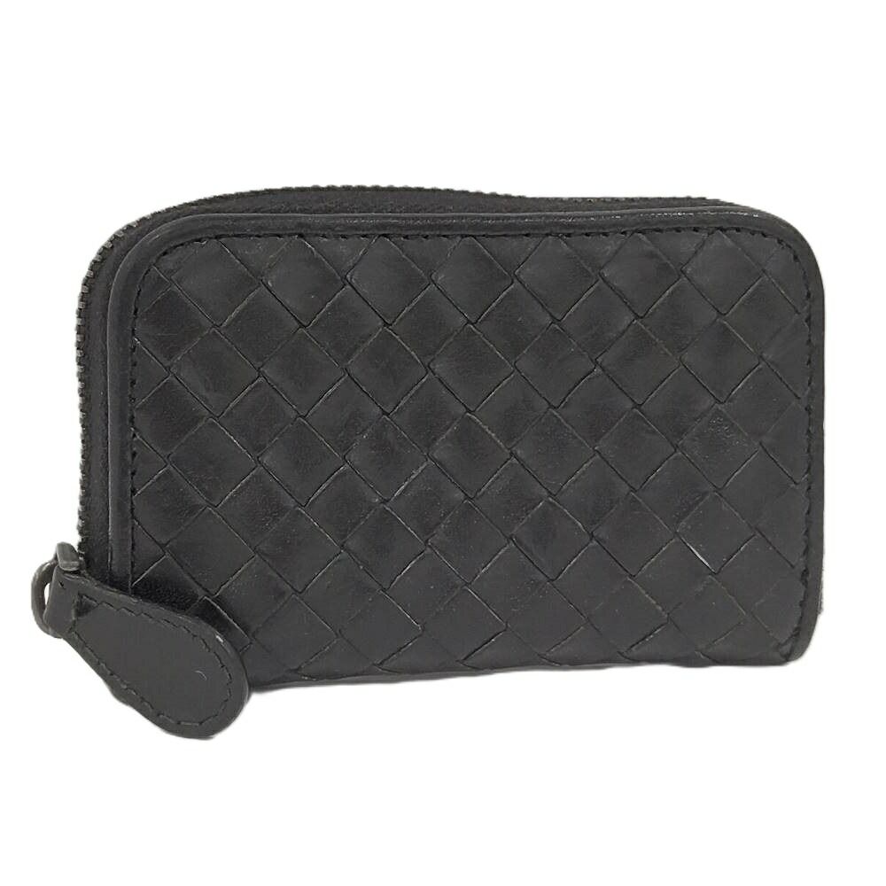 BOTTEGA VENETA コインケース ラウンドファスナー イントレチャート レザー ブラック