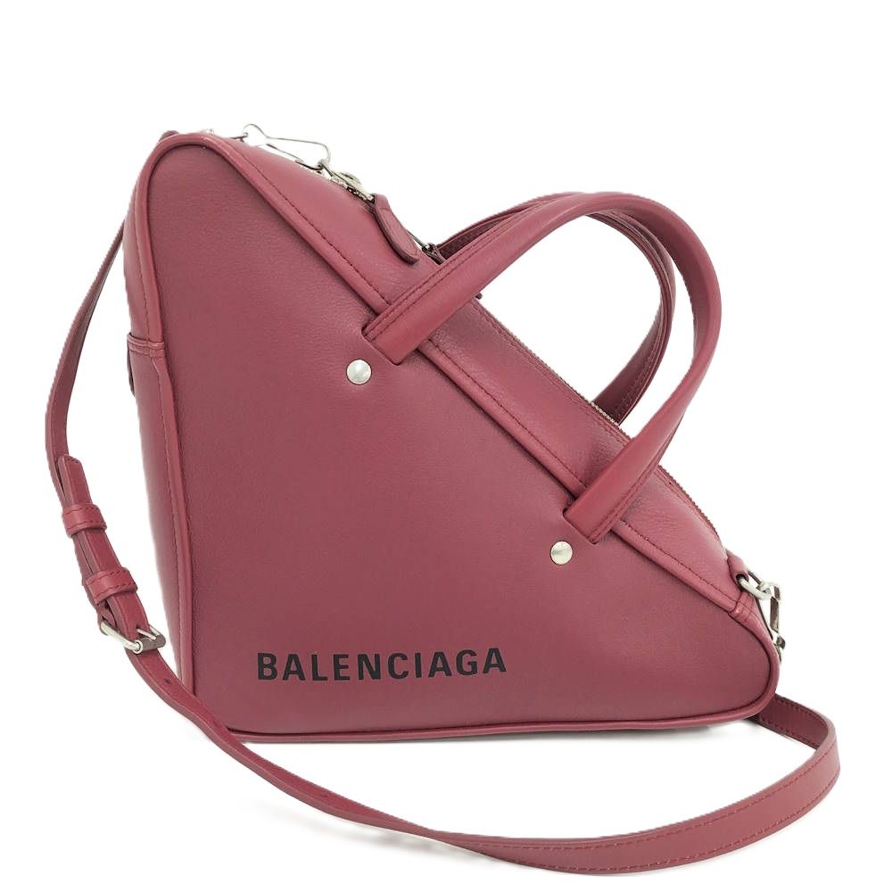 BALENCIAGA トライアングルダッフルS ２WAYバッグ レザー ワインレッド 476975