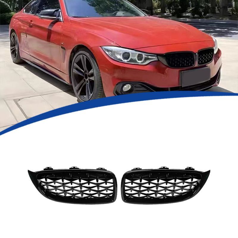 【送料無料】BMW 4シリーズ F32/F33/F36 2013-2019 BMW 4 SERIES F32/F33/F36専用 流星スタイルフロントグリル 交換用 ドレスアップ ABS製 ブラック/シルバー 高級感 スポーティ 簡単取付 車種専用 おしゃれ