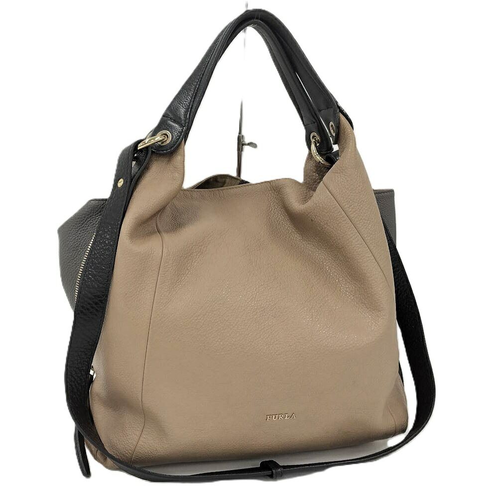 FURLA エリザベス 2WAYショルダーバッグ レザー ベージュ F5642