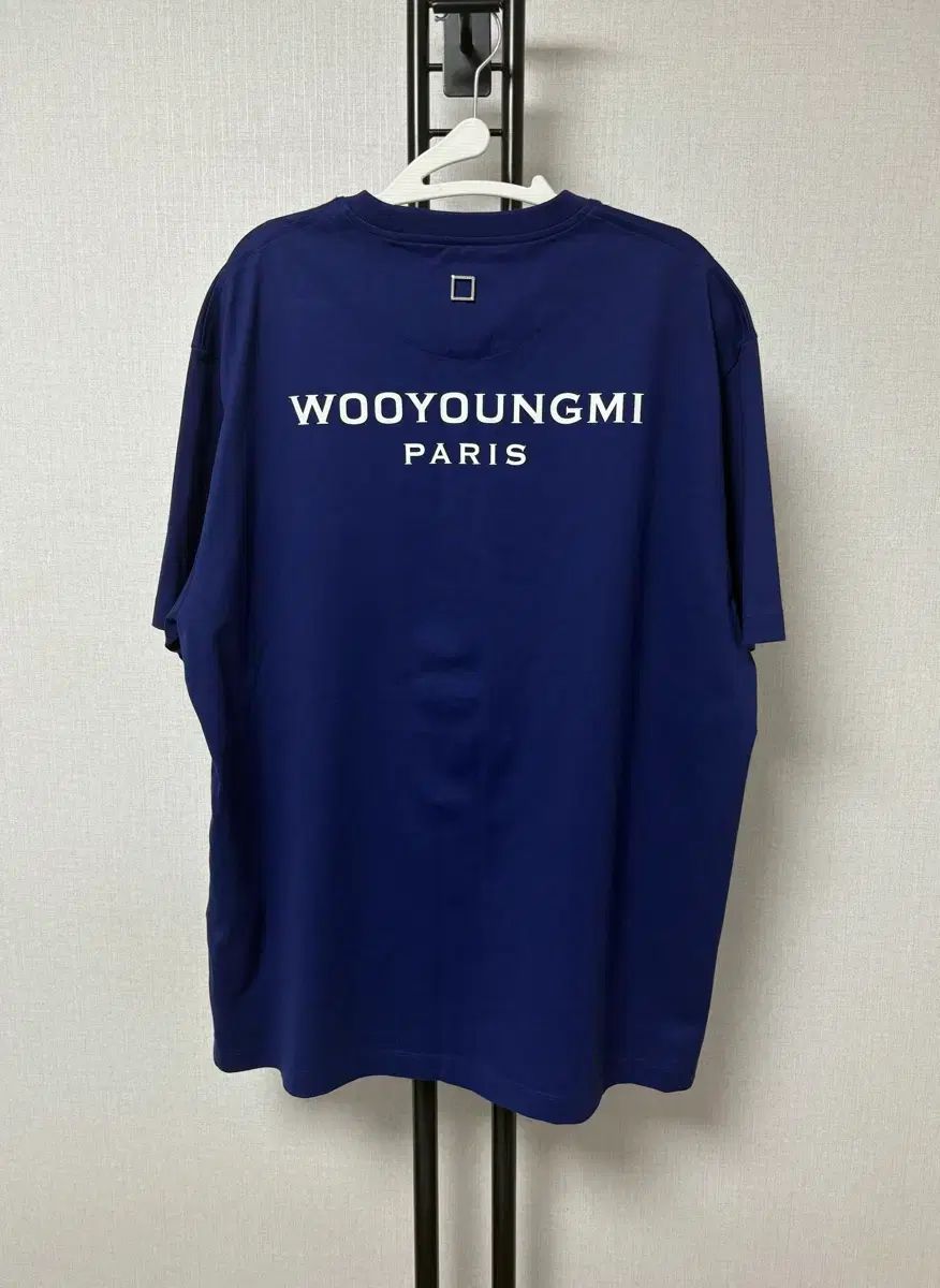 ほぼ新品/50 WOOYOUNGMI ウーヨンミ バックロゴ 半袖Tシャツ ネイビー