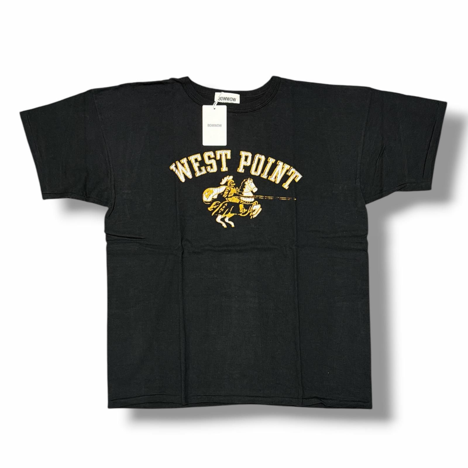 参考上代12100円 未使用 BOWWOW WEST POINT 8812 TEE ウェストポイント Tシャツ 半袖カットソー バウワウ BW251-WP8T ブラック L （15061M）
