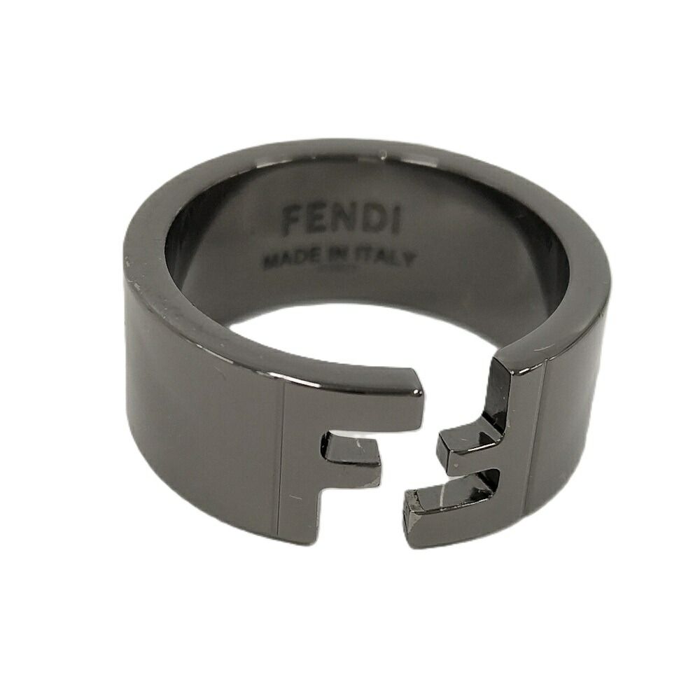 FENDI デザインリング FFモチーフ ルテニウム ガンメタル ブラック XSサイズ 16号