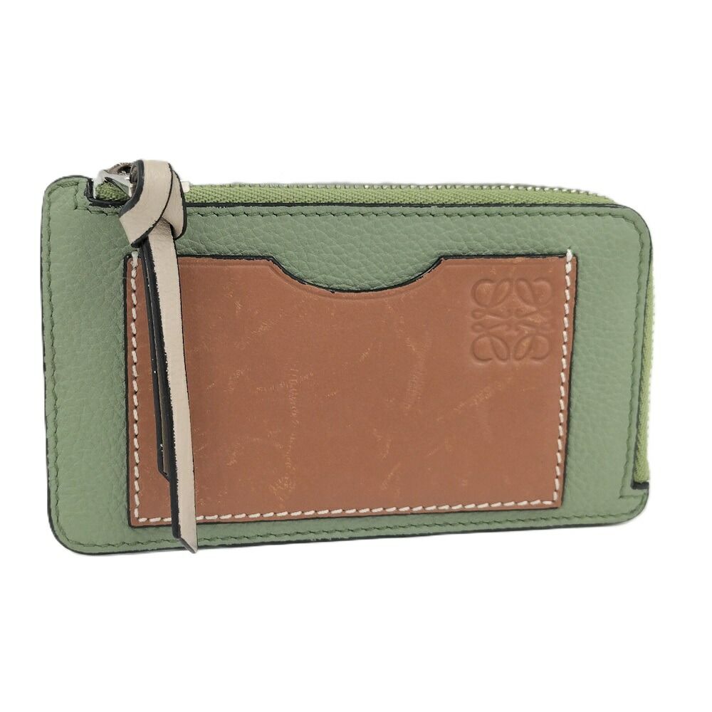 LOEWE フラグメントケース アナグラム レザー グリーン×ブラウン 062121