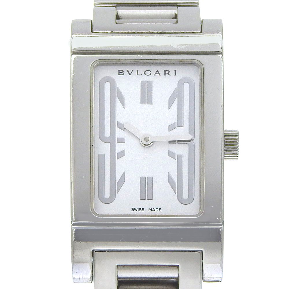 【BVLGARI】ブルガリ レッタンゴロ RT39S ステンレススチール シルバー クオーツ アナログ表示 レディース 白文字盤 腕時計