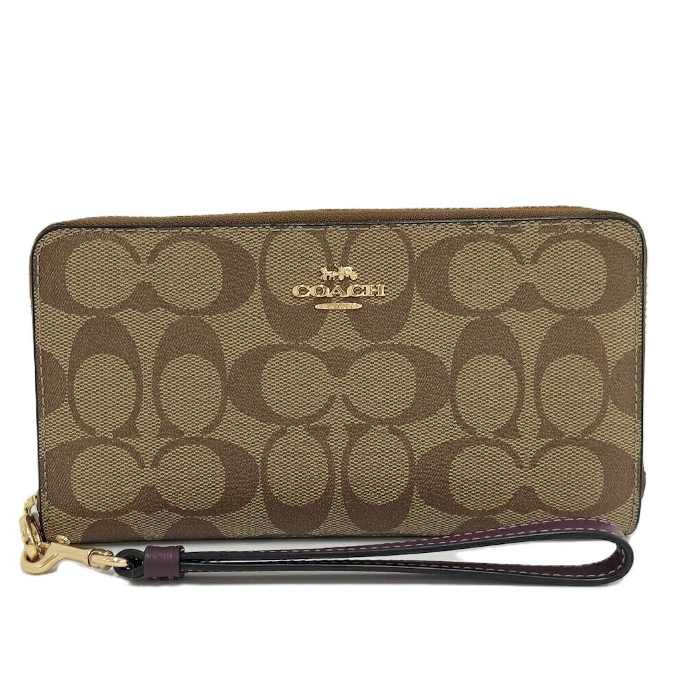COACH ラウンドファスナー長財布 PVCコーティング ブラウン C4452