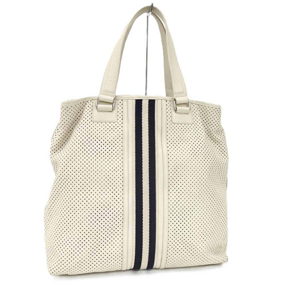 BALLY トートバッグ パンチングレザー アイボリー