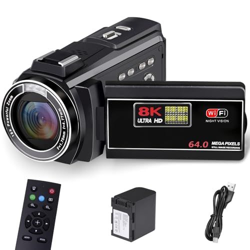 ビデオカメラ 8K HDMI出力 WIFI機能 6400万画素 18倍デジタルズーム YouTubeカメラ 3インチタッチモニター IRナイトビジョン機能 Vloggingカメラ 2.4Gリモコン 日本語システム+説明書（ベシックセット）kk 75b6ff0c