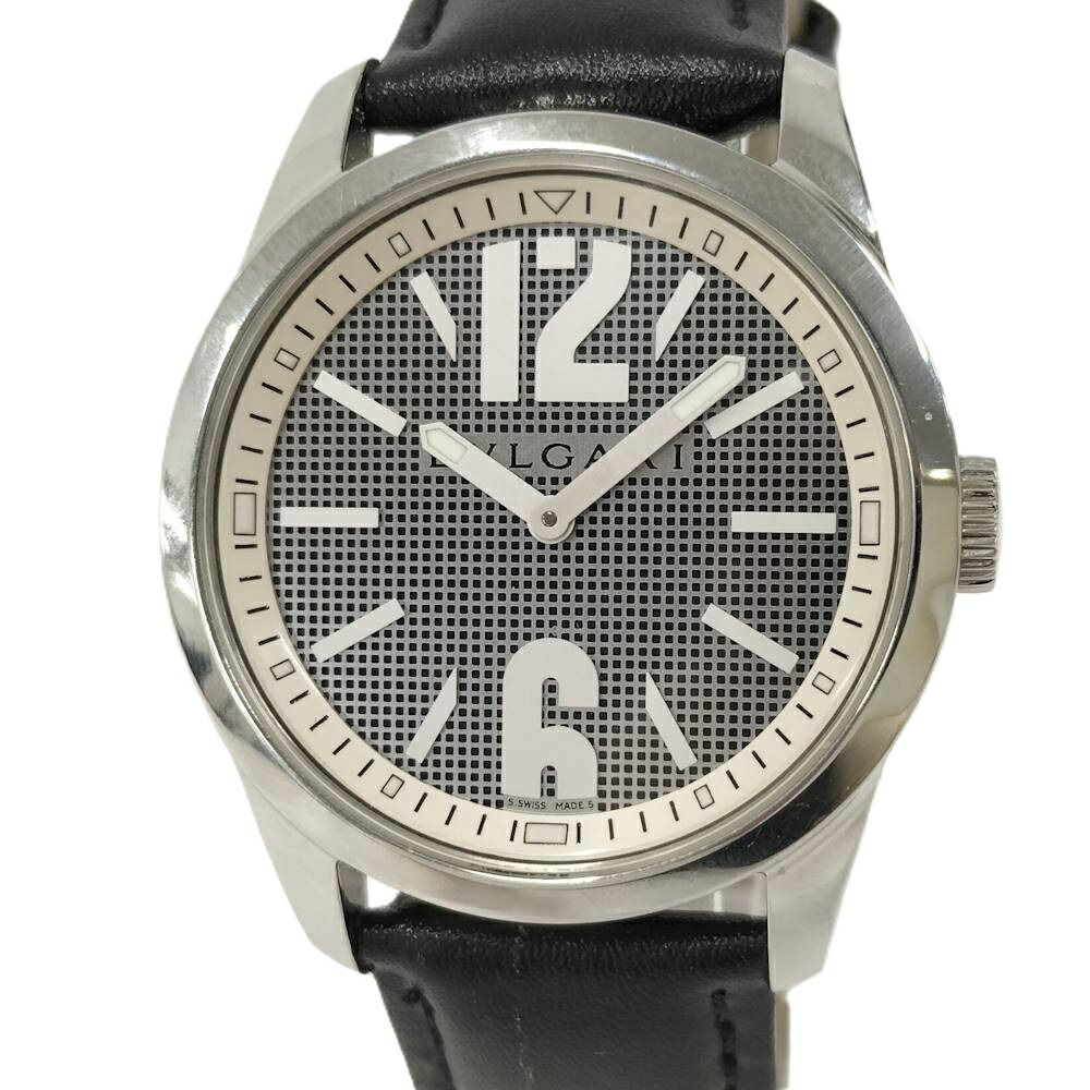 BVLGARI 腕時計 ソロテンポ SS×レザー 社外ベルト クオーツ シルバー文字盤 ST37S