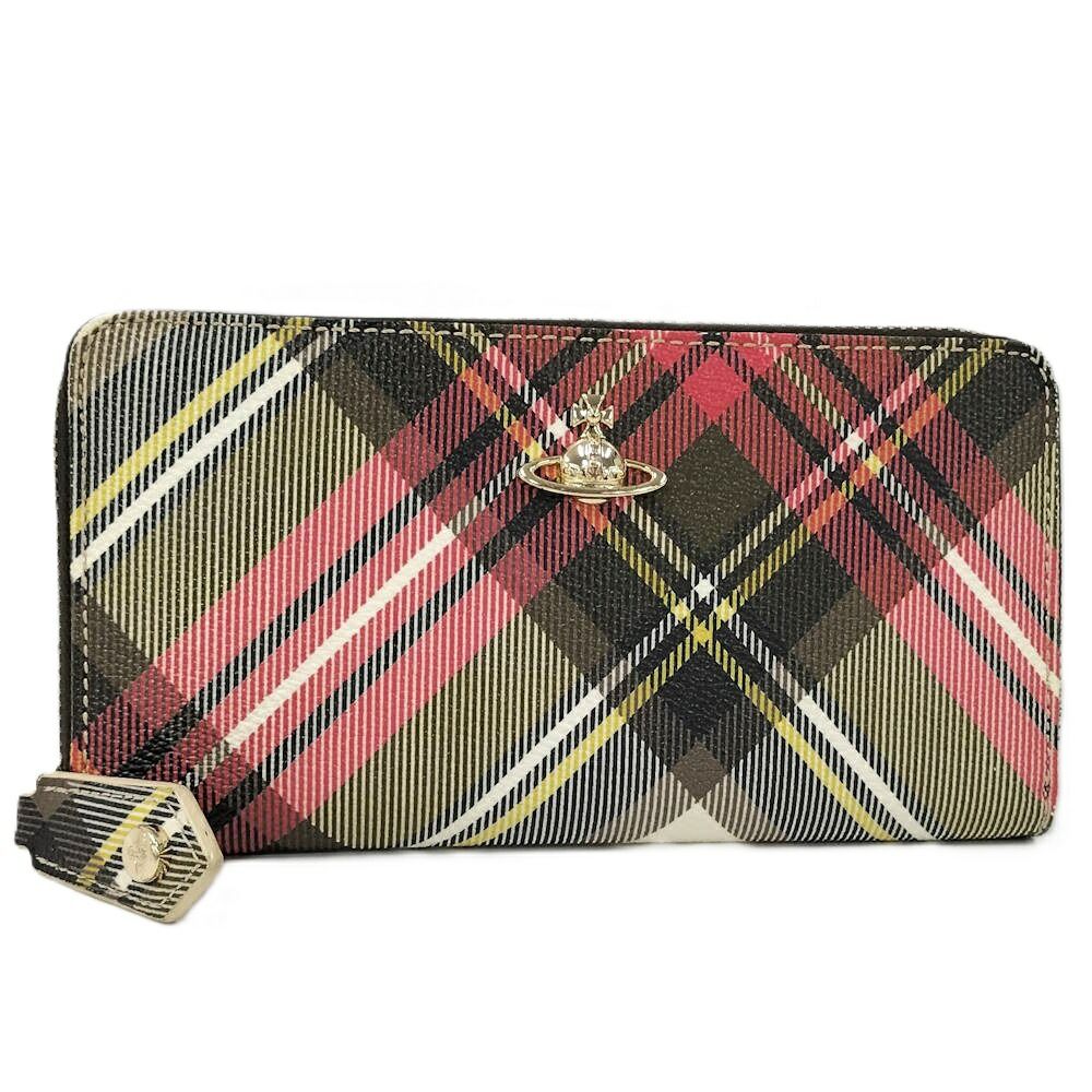 Vivienne Westwood ラウンドファスナー長財布 オーブ チェック柄 PVC