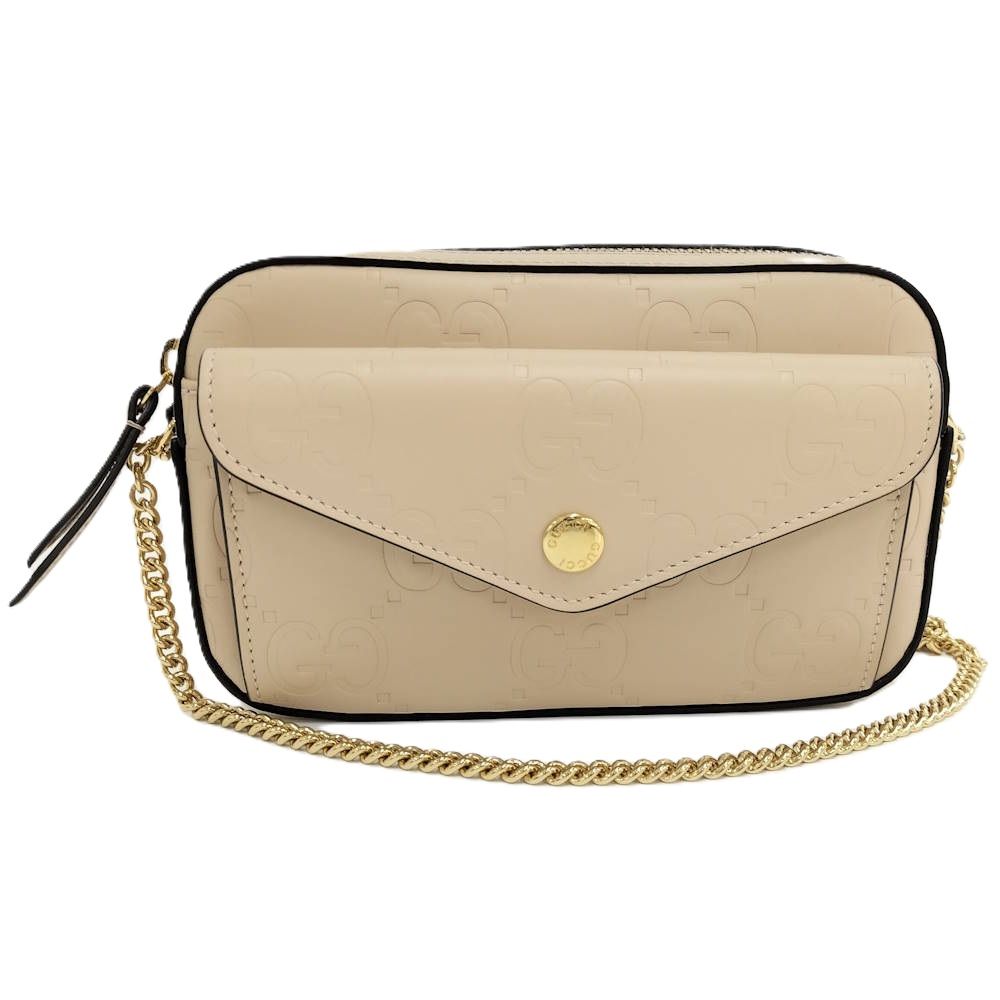 GUCCI チェーンショルダーバッグ レザー ベージュ 781554