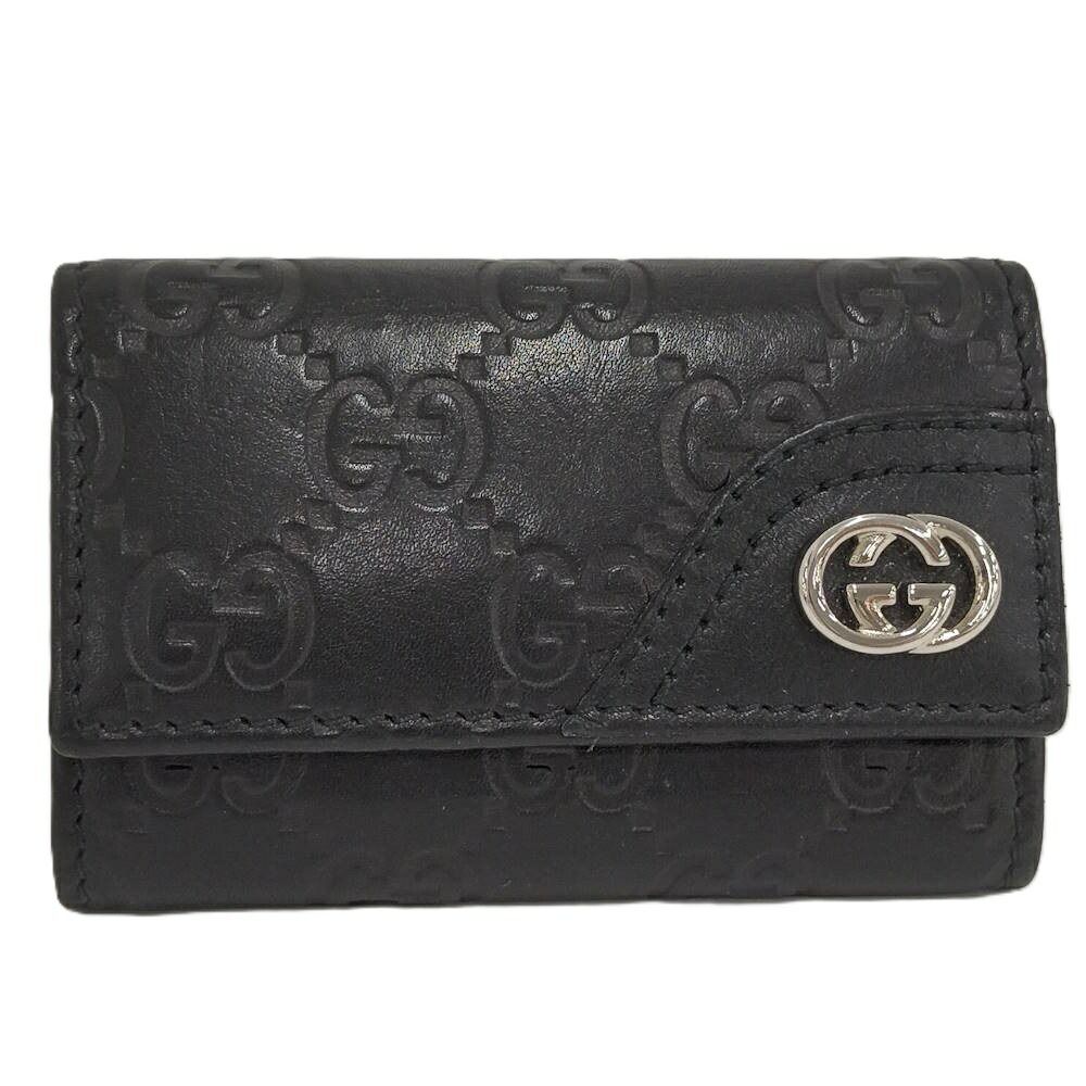 GUCCI 6連キーケース グッチシマ インターロッキングG GG柄 レザー ブラック 181680