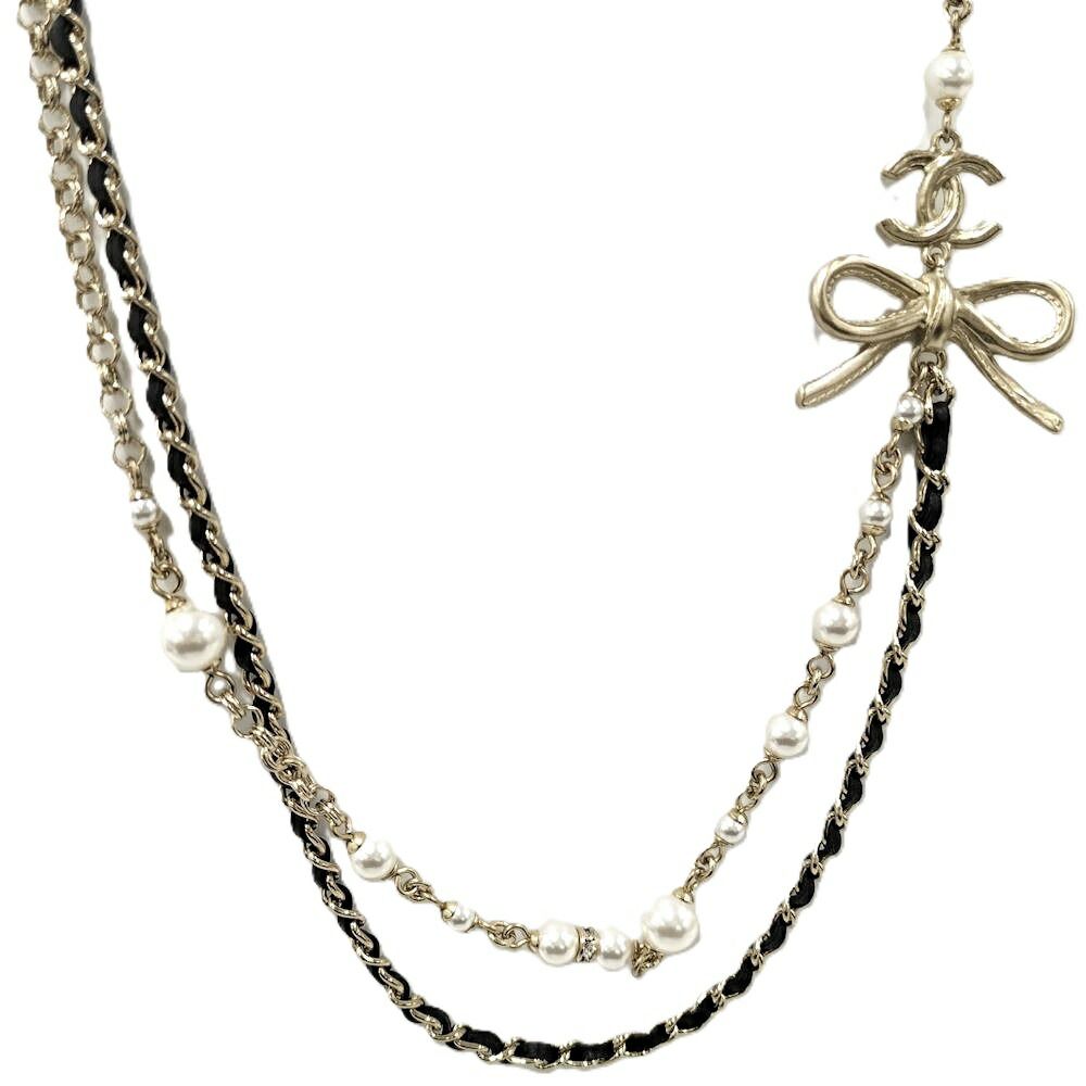 CHANEL ネックレス ココマーク リボン メッキ ゴールド A22S