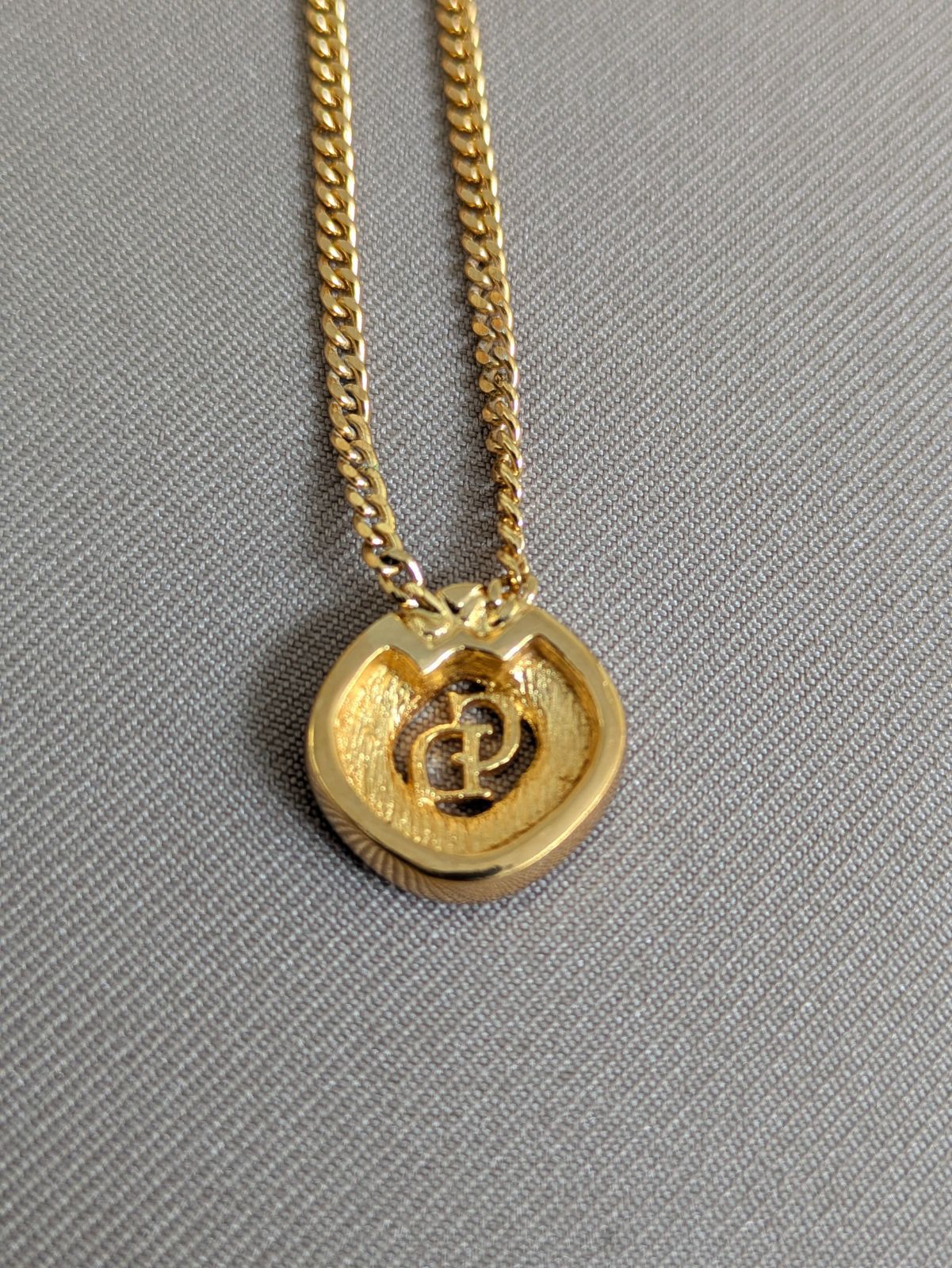 美品】Christian Dior CDロゴ ネックレス ゴールド ラインストーン 