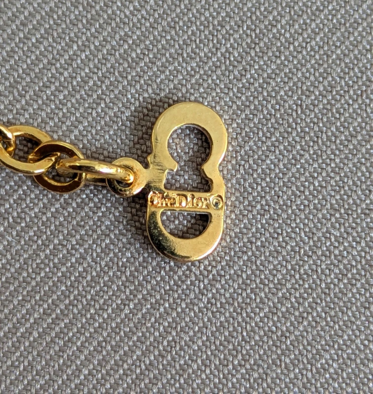 美品】Christian Dior CDロゴ ネックレス ゴールド ラインストーン