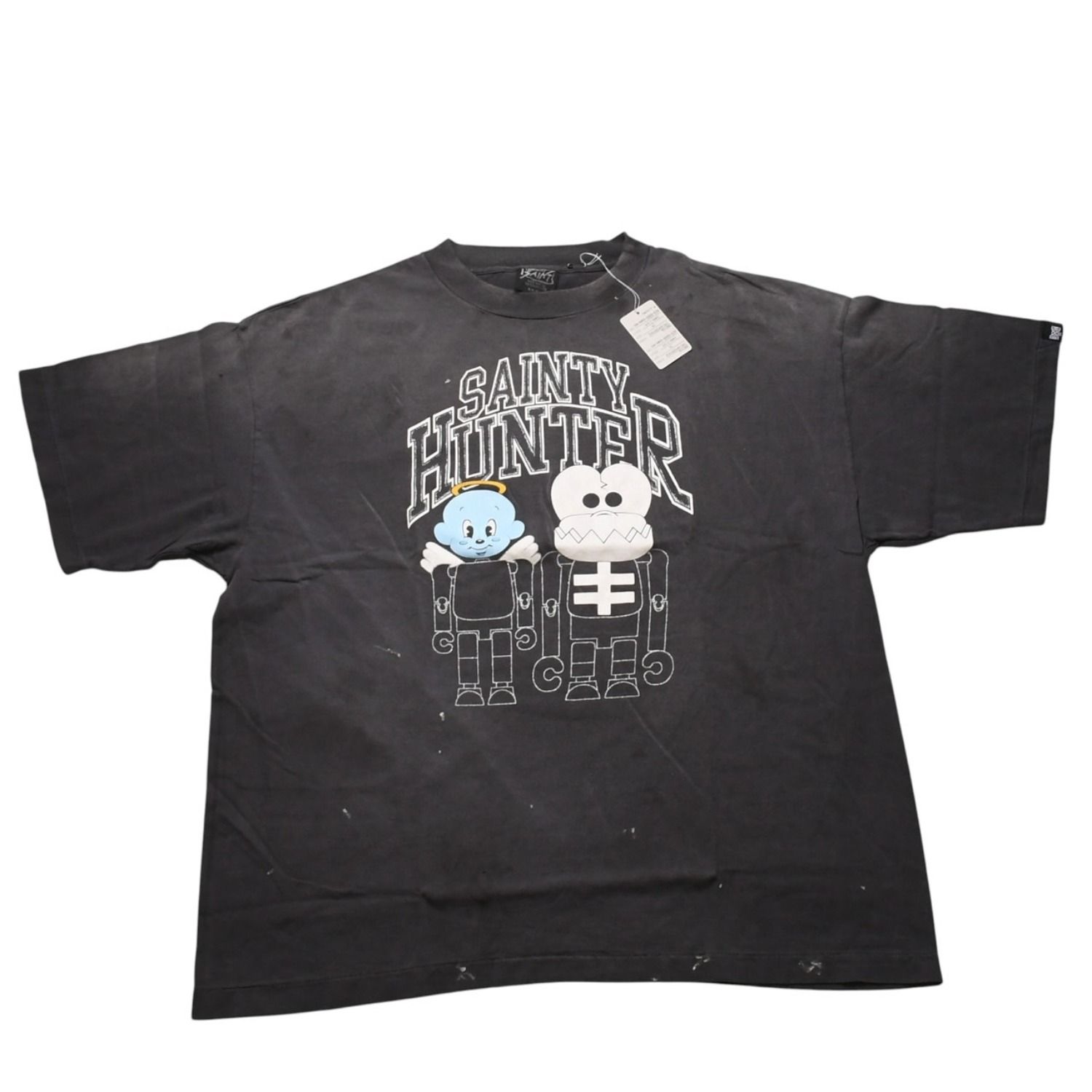 新品未使用 SAINT Mxxxxxx セントマイケル BOUNTY HUNTER コラボTシャツ BH_SS TEE SKULL-K&BABY-M 半袖Tシャツ Tシャツ ブラック ヴィンテージ加工 中古 4a001973