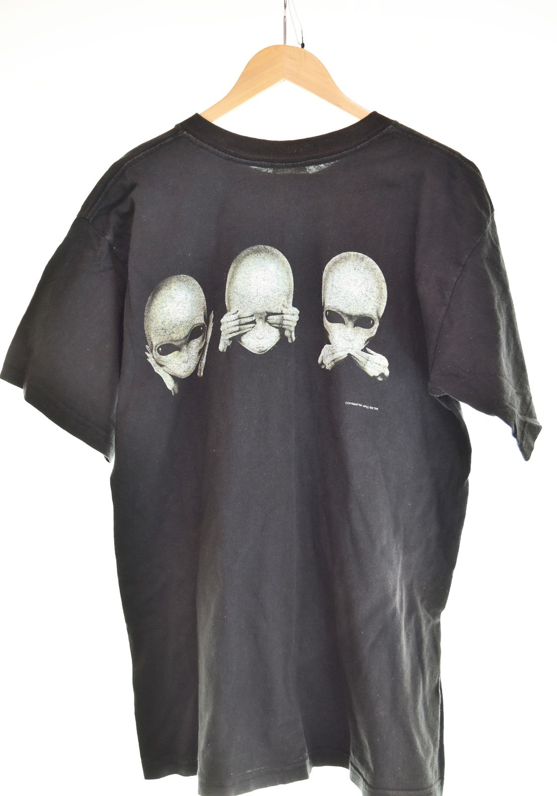 ヴィンテージ Vintage 90s ALIENATED 見ざる 聞かざる 言わざる エイリアン プリントT Tシャツ ブラック Lサイズ 103MT-4518