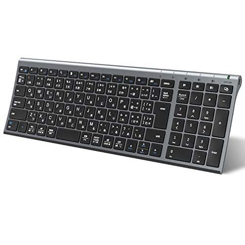 iClever キーボード Bluetooth ワイヤレス 無線 日本語JIS配列 3台同時接続可能 テンキー付き フルサイズ 超薄型 静音設計 Type-C充電式 コンパクト パソコン用キーボード ラップトップ PC iPad iPhone スマホ用 W★m